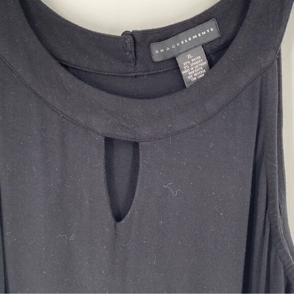 Grace Elements Women’s Scoop Neck Key Hole Black Sleeveless Blouse size XL - Picture 2 of 3